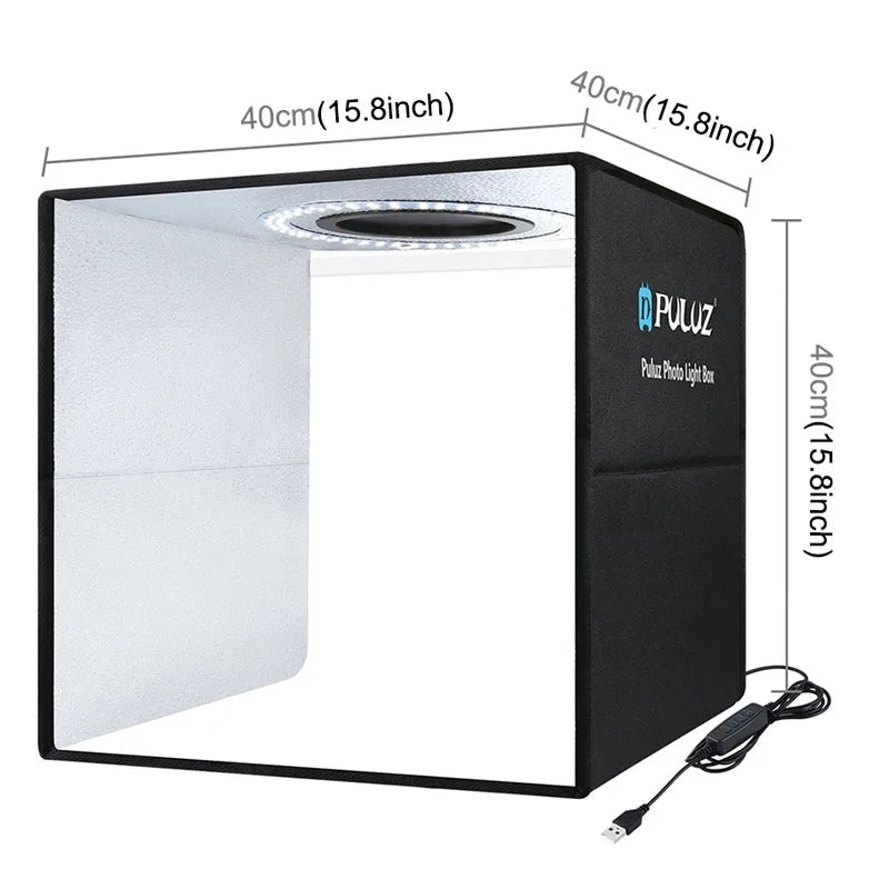 25cm 40cm Portable 3200K-6500K Ring LED USB Photo Lighting Desktop Shooting Tent Studio Box With 12 Color Backdrops Lightbox