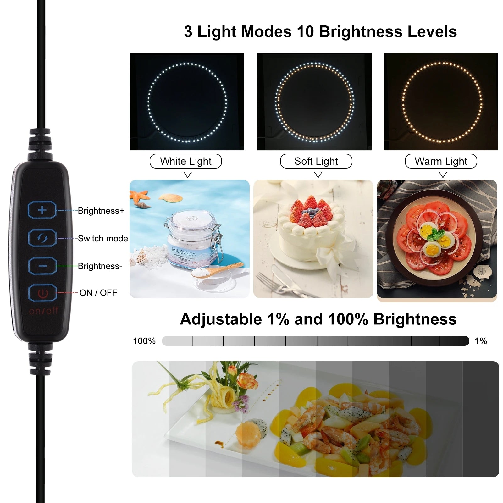 25cm 40cm Portable 3200K-6500K Ring LED USB Photo Lighting Desktop Shooting Tent Studio Box With 12 Color Backdrops Lightbox