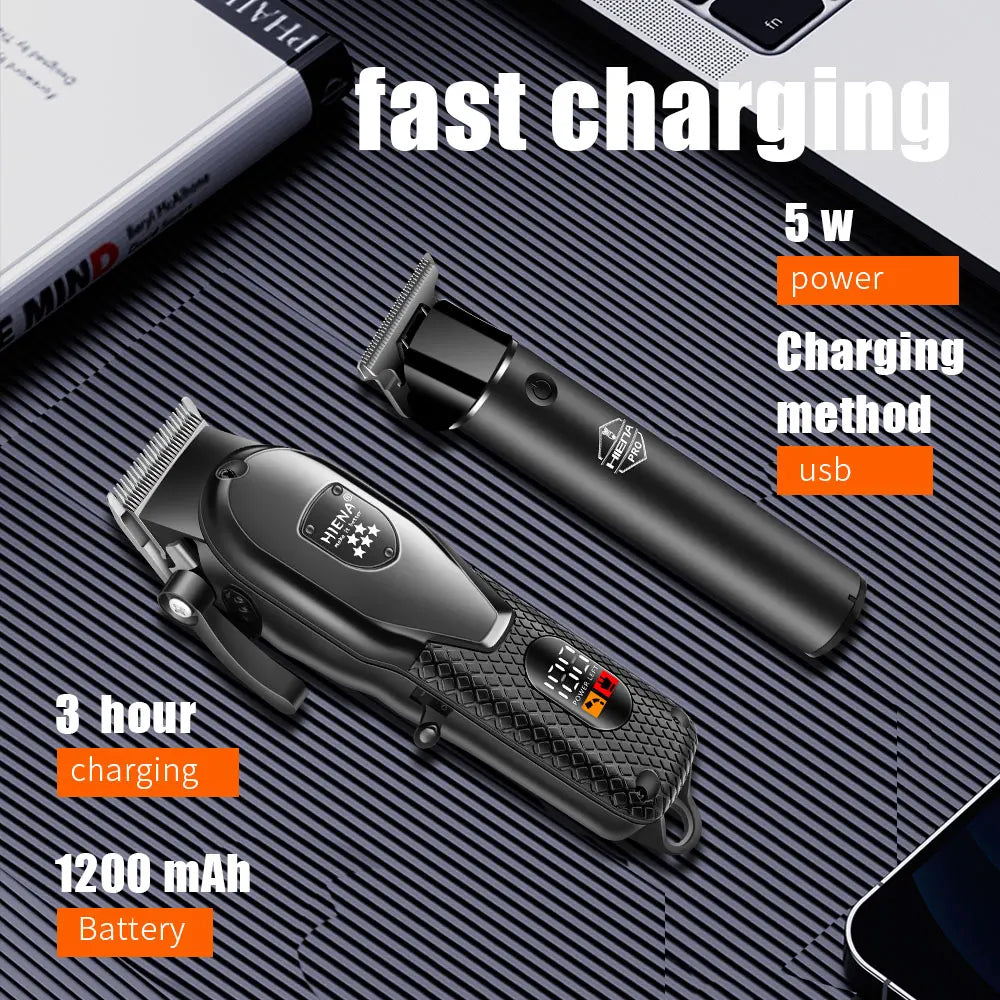Professional Hair Clipper Kit with LCD Display Cordless