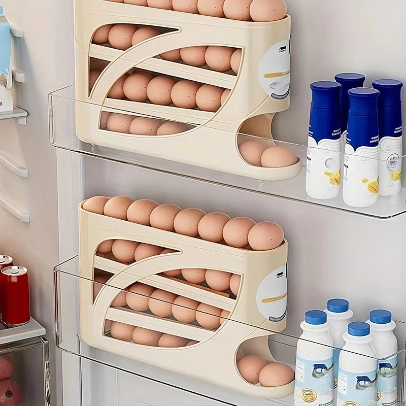 Rolling Egg Organizer for Fridge Holds 28 to 30 Eggs