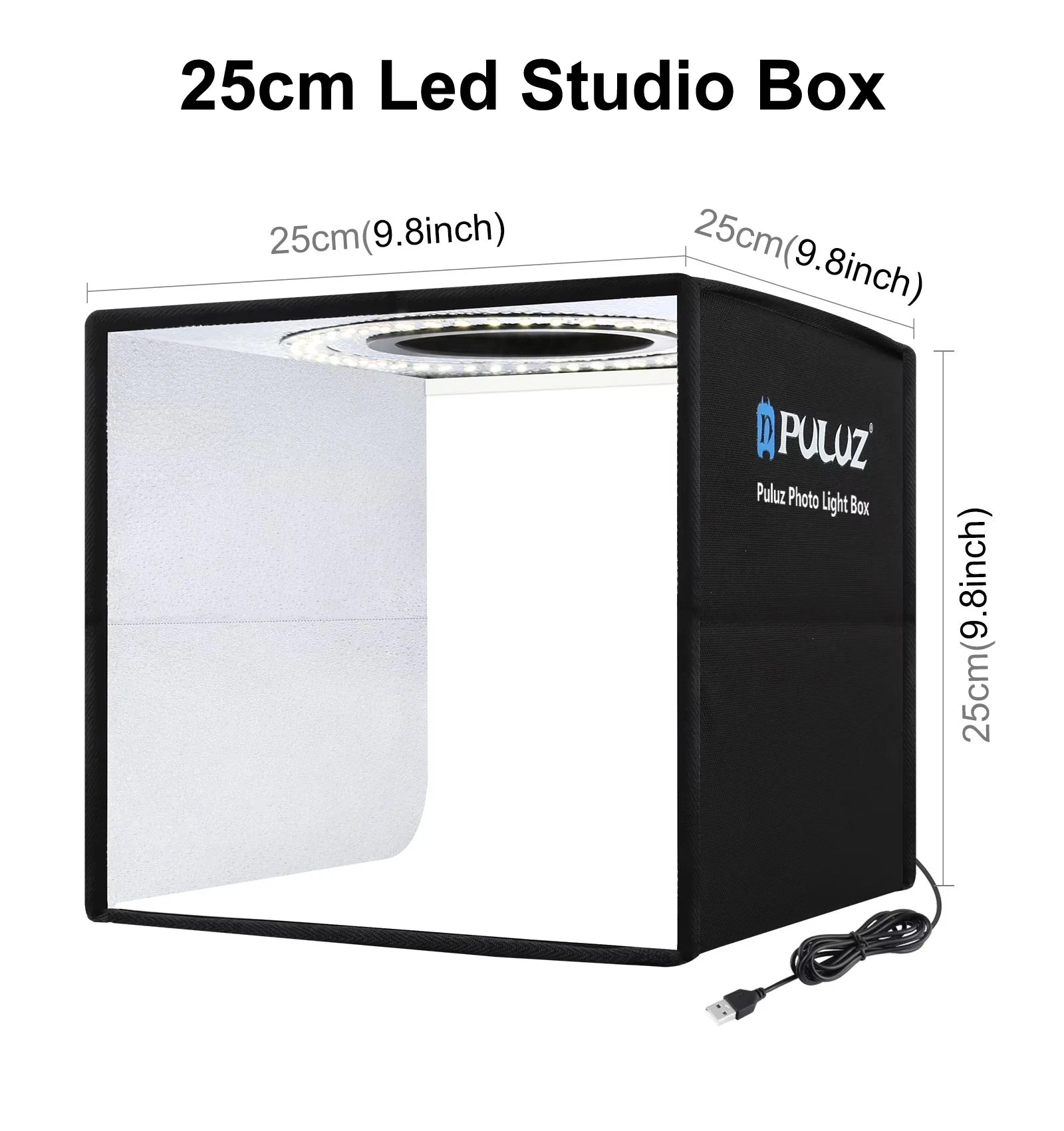 25cm 40cm Portable 3200K-6500K Ring LED USB Photo Lighting Desktop Shooting Tent Studio Box With 12 Color Backdrops Lightbox