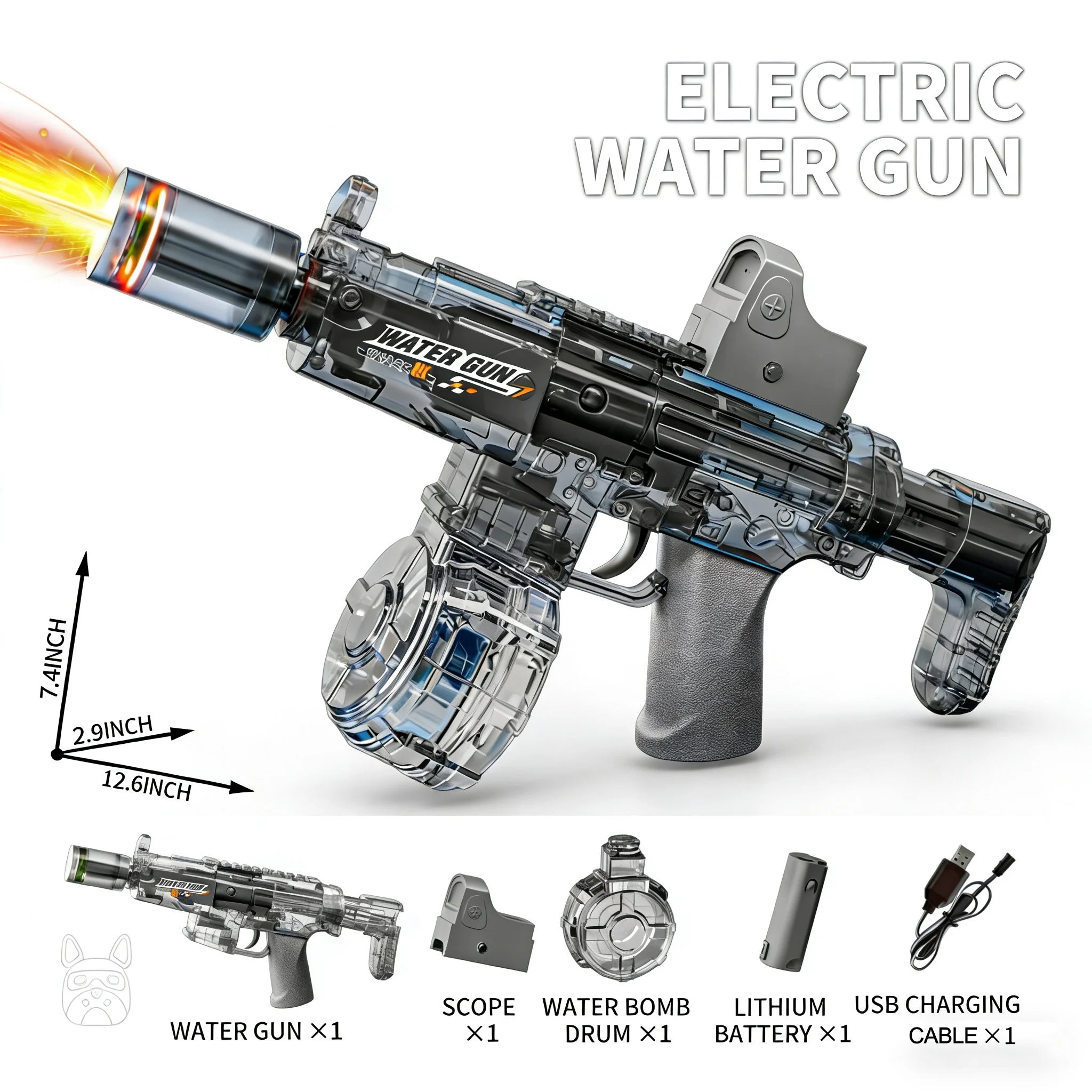 Electric Auto Water Gun with LED Lights for Summer Outdoor