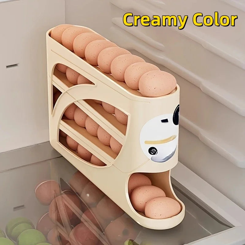 Rolling Egg Organizer for Fridge Holds 28 to 30 Eggs