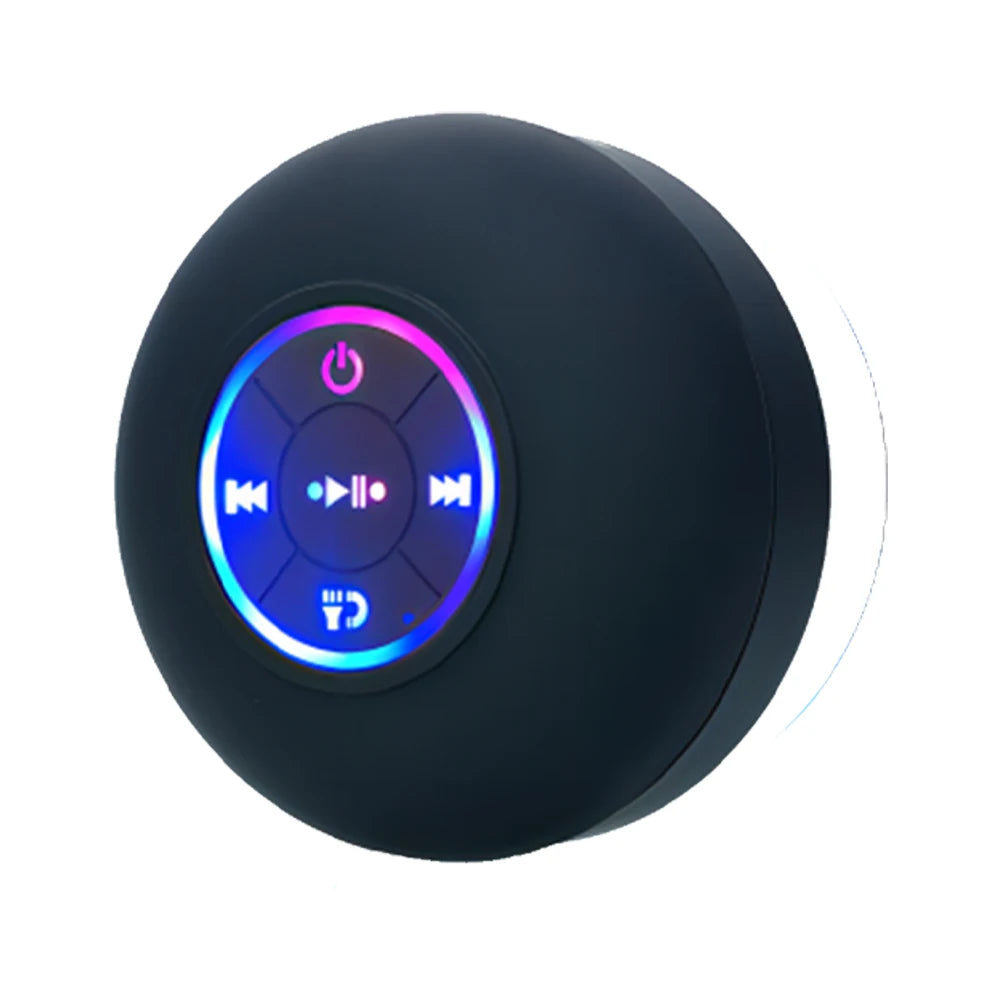 Portable Waterproof Bluetooth Speaker with LED Light and Suction Cup