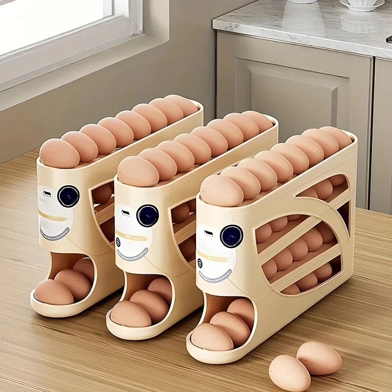 Rolling Egg Organizer for Fridge Holds 28 to 30 Eggs