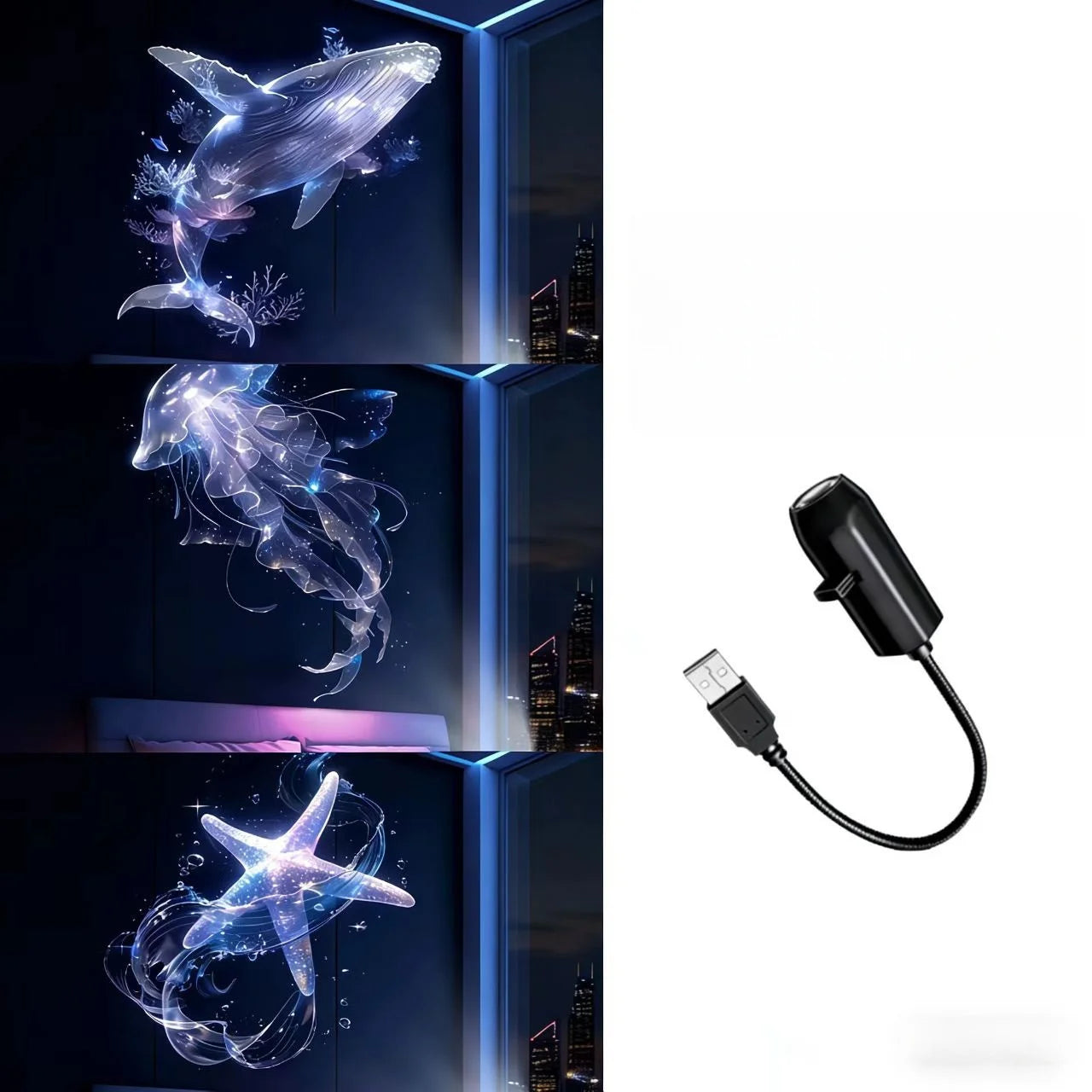 Ocean LED Projector Night Light Whale Butterfly Jellyfish