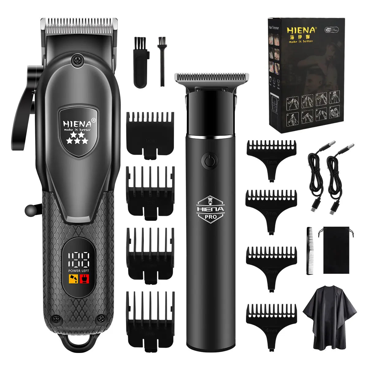 Professional Hair Clipper Kit with LCD Display Cordless