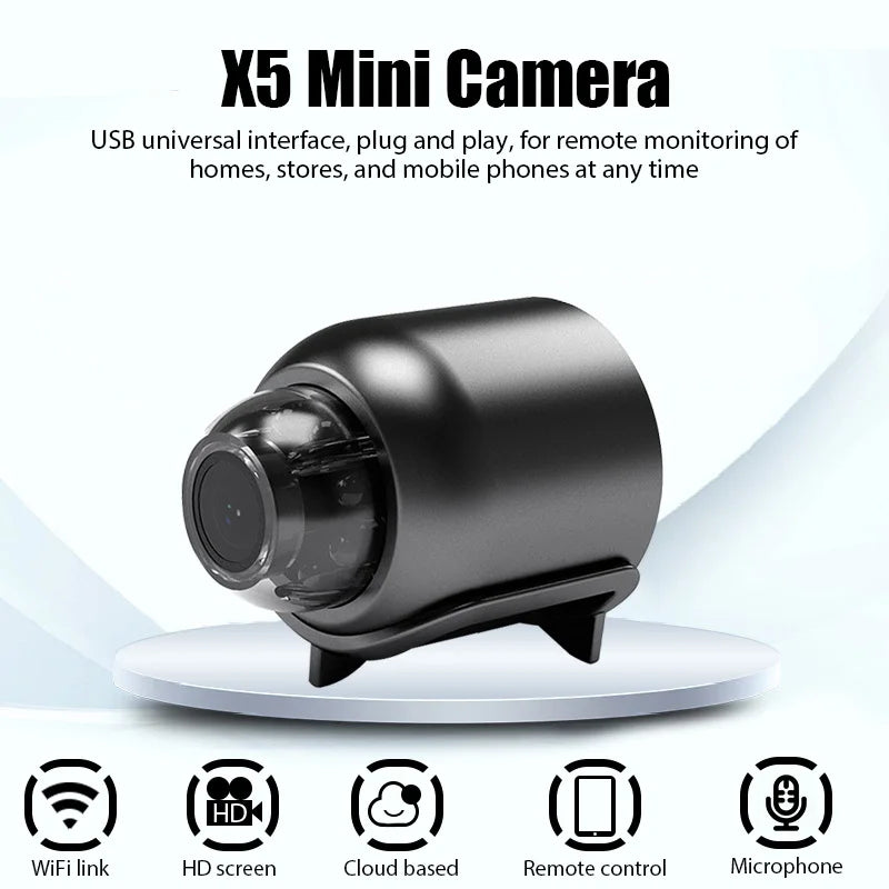 Mini WiFi Security Camera with Night Vision and Motion Detection