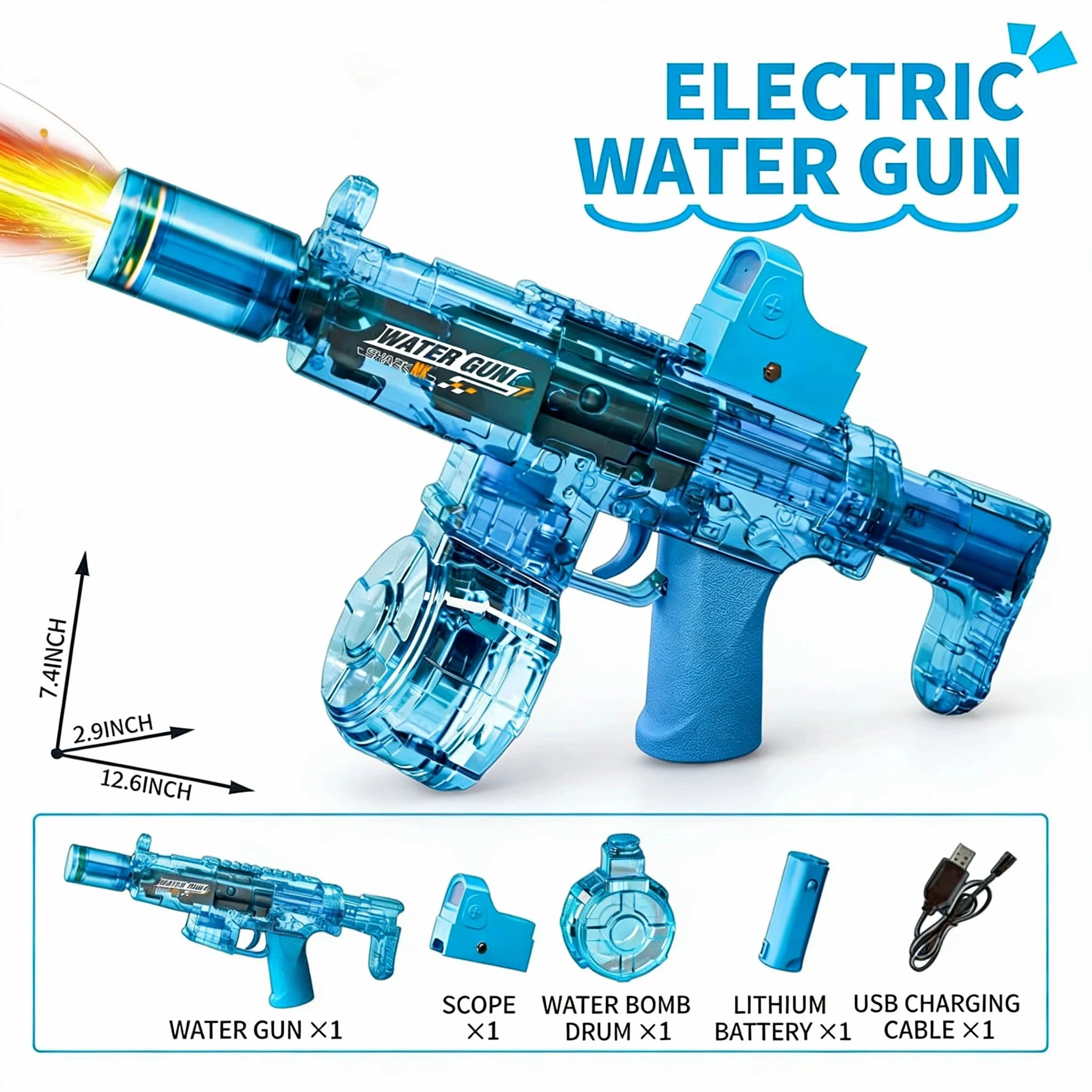 Electric Auto Water Gun with LED Lights for Summer Outdoor