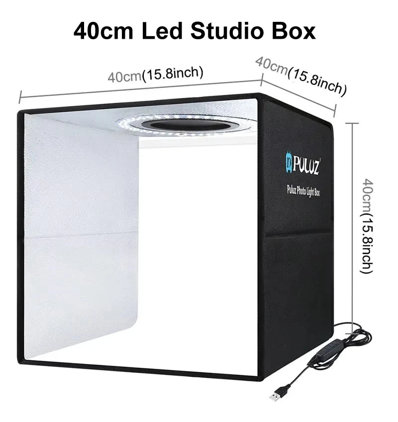 25cm 40cm Portable 3200K-6500K Ring LED USB Photo Lighting Desktop Shooting Tent Studio Box With 12 Color Backdrops Lightbox